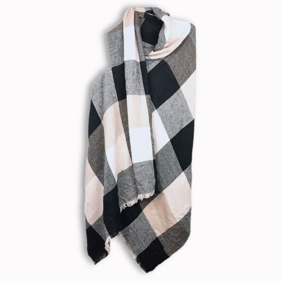 None Accessories - Oversized Buffalo Plaid Blanket Scarf NWOT